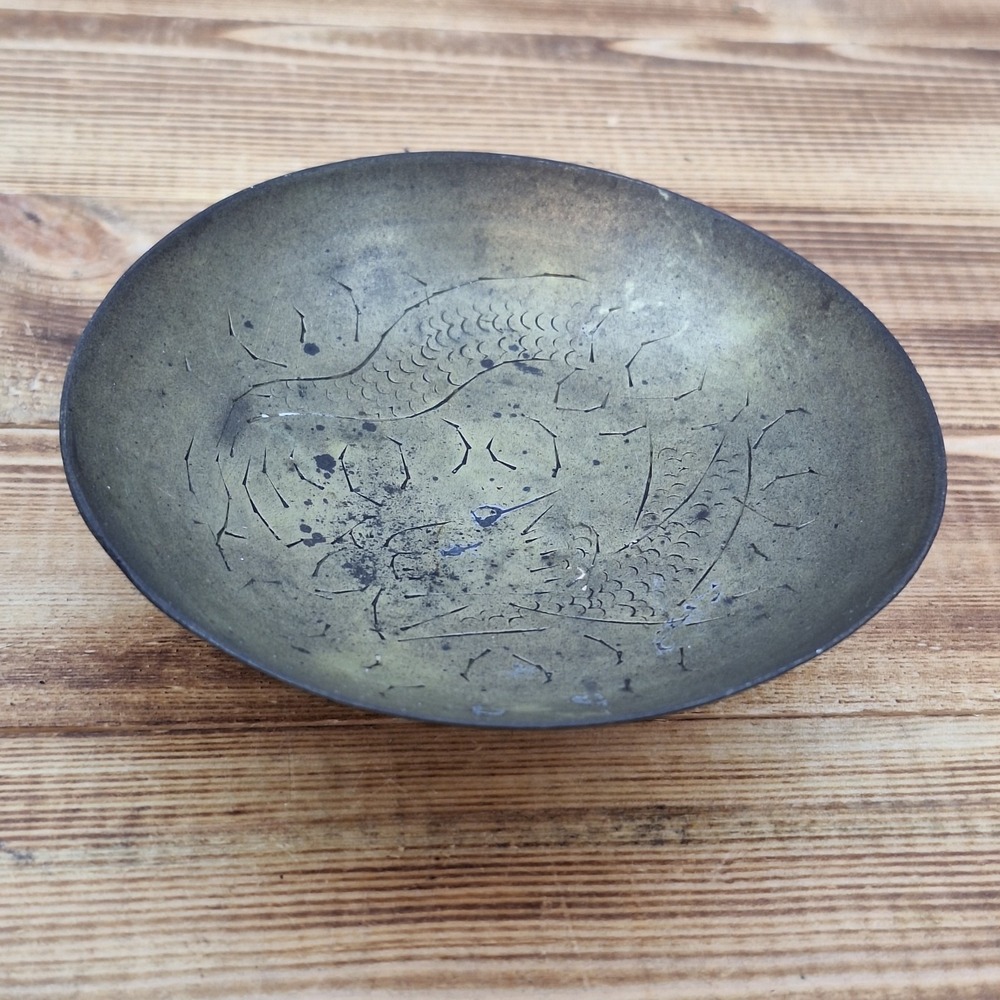 Brass Medicine Bowl, Engraved Chinese Dragon In Changshan‎
